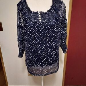 Bobeau S VGC 2 piece set Dark blue with polka dots like new